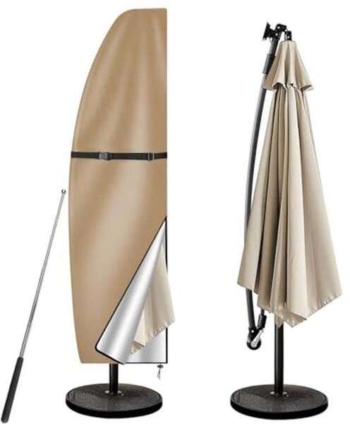 Ultiluxe Pokrowiec na parasol - Pokrowiec do parasoli ogrodowych - Ochrona przeciwsoneczna - Wodoodporny - UV-odporny - Beowy - Rozmiar 205 x 25/57/