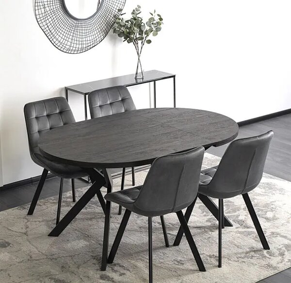 Okrągły czarny rozkładany stół w stylu loft E8-P61
