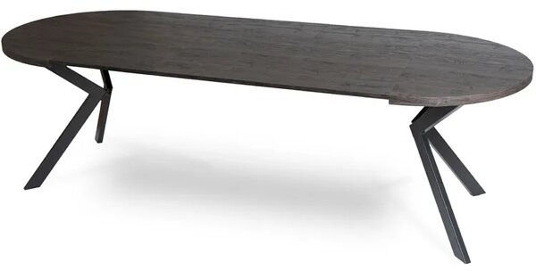 Okrągły czarny rozkładany stół w stylu loft E8-P61
