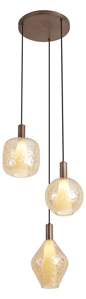 Designerska lampa wisząca ciemny brąz 3-punktowa - Ard