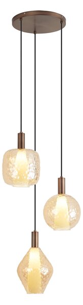 Designerska lampa wisząca ciemny brąz 3-punktowa - Ard