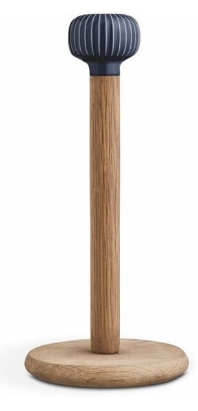 Dębowy stojak na ręczniki papierowe z ciemnoniebieskim porcelanowym detalem Kähler Design Hammershoi