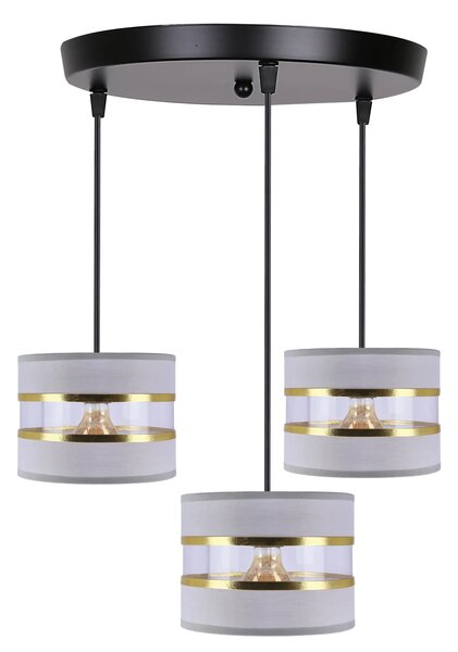 Szara nowoczesna potrójna lampa wisząca - D256 N1-E57