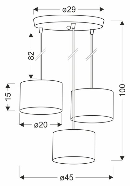 Szara nowoczesna potrójna lampa wisząca - D256 N1-E57