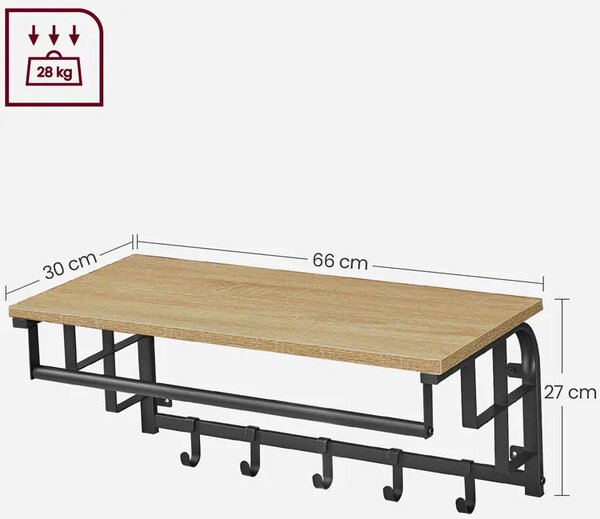Półka ścienna z wieszakami na ubrania dąb sonoma T1-M11