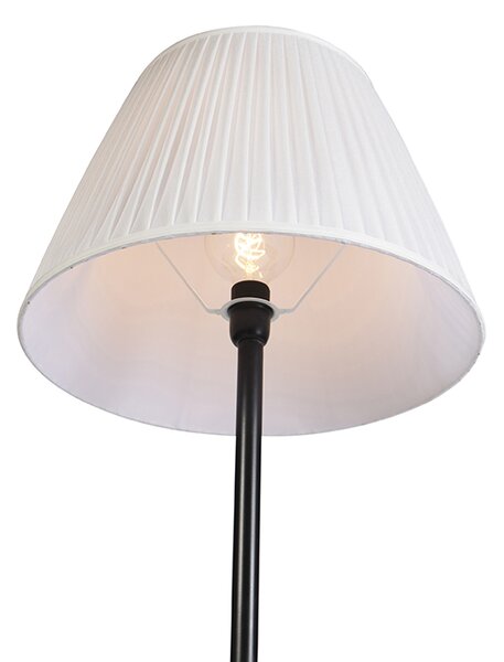 Nowoczesna lampa stojąca czarna z białym plisowanym abażurem 45 cm - Simplo