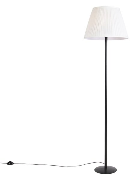 Nowoczesna lampa stojąca czarna z białym plisowanym abażurem 45 cm - Simplo