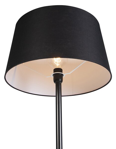 Lampa stojąca czarna z abażurem z lnu w kolorze czarnym 45 cm - Simplo