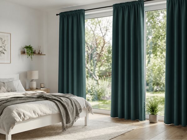 2x Niebieskozielona zasłona OXFORD 140x250 cm z taśmą marszczącą