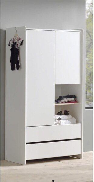 Biała szafa dziecięca Vipack Kiddy, 90 x 180 cm