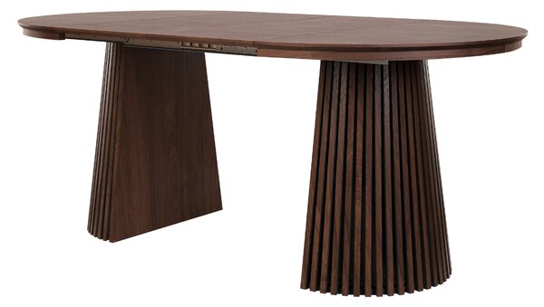 Stół rozkładany Cliff 100-180 cm okrągły z ryflowaną podstawą, ciemny orzech