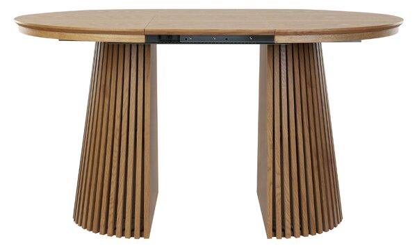 Stół rozkładany Cliff 100-180 cm okrągły z ryflowaną podstawą, dąb naturalny