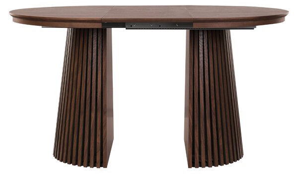 Stół rozkładany Cliff 100-180 cm okrągły z ryflowaną podstawą, ciemny orzech