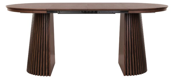Stół rozkładany Cliff 100-180 cm okrągły z ryflowaną podstawą, ciemny orzech