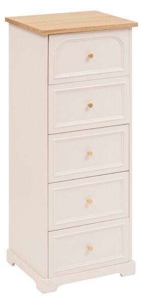 Komoda z 5 szufladami MOHEA, 45 x 39 x 113 cm, beżowa
