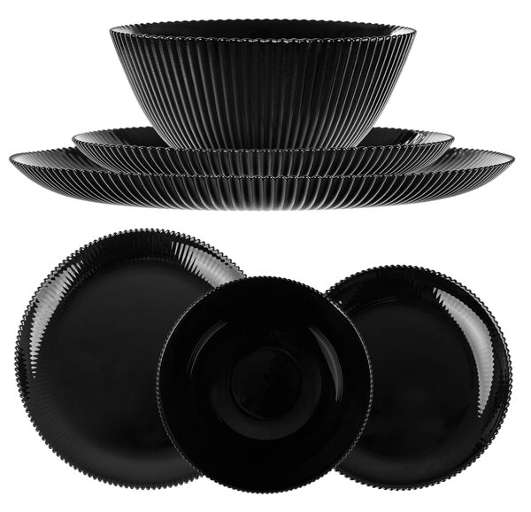 Zestaw obiadowy Regno salaterka 20 cm + talerz deserowy + talerz płytki czarny 1 kpl