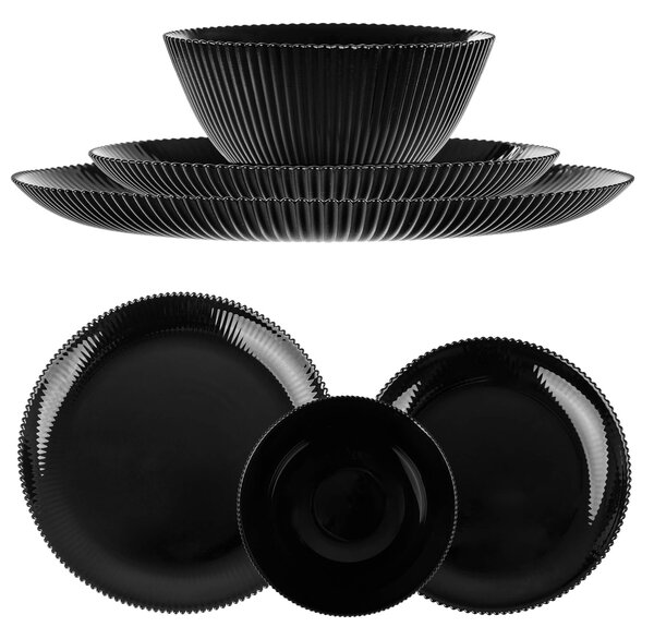 Zestaw obiadowy Regno salaterka 15 cm + talerz deserowy + talerz płytki czarny 1 kpl