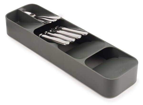 Szary plastikowy organizer na sztućce do szuflady 11 x 39,5 cm Duo – Joseph Joseph