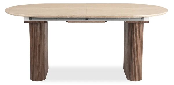 Stół Rozkładany OVAL 180-220 cm Trawertyn/Orzech Nowoczesny