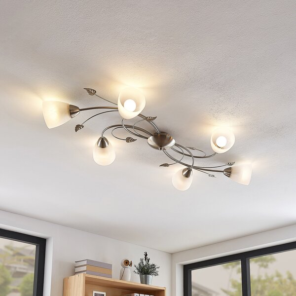 Lampy sufitowe Lindby, Yannie, ściemnialny, metaliczny, salon, metal, antyczny