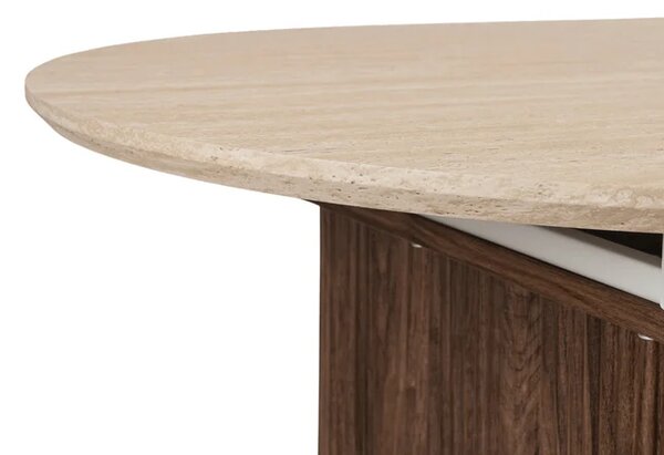 Stół Rozkładany OVAL 180-220 cm Trawertyn/Orzech Nowoczesny