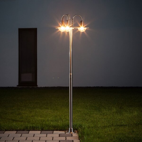 Zewnętrzna Lampa Lindby, DAMION, ściemnialny, metaliczny, stal szlachetna, nowoczesny