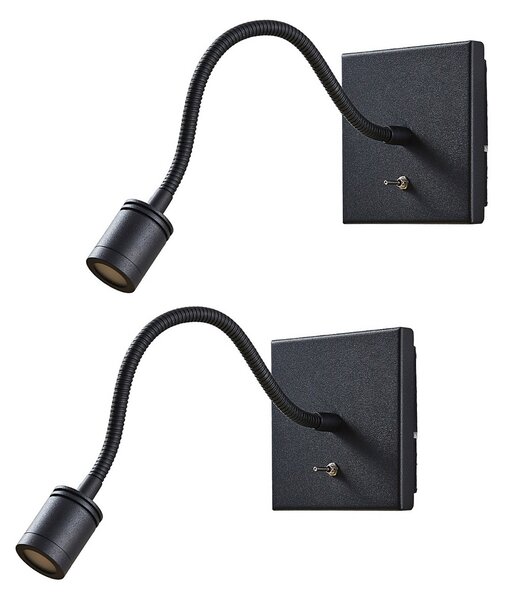 Lampa Ścienna Lindby, Mayar, czarny, sypialnia, metal, nowoczesny