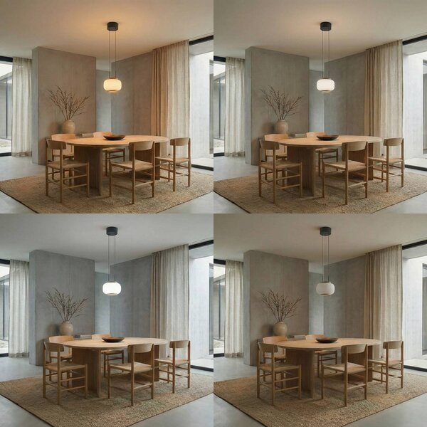 Lampa wisząca Shiro Quitani, możliwość ściemniania, biały / opal, salon / jadalnia, szkło, design