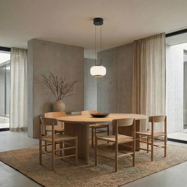 Lampa wisząca Shiro Quitani, możliwość ściemniania, biały / opal, salon / jadalnia, szkło, design