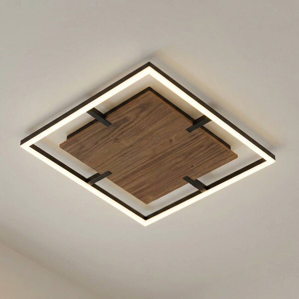 Lampa sufitowa Vectra Lucande, możliwość ściemniania, ciemne drewno, salon / jadalnia, tworzywo sztuczne, nowoczesny