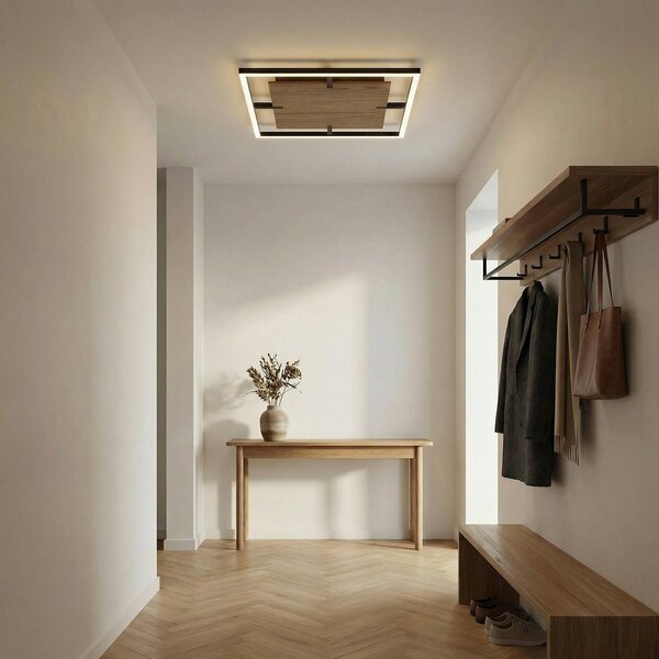 Lampa sufitowa Vectra Lucande, możliwość ściemniania, ciemne drewno, salon / jadalnia, tworzywo sztuczne, nowoczesny
