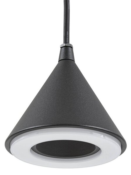 Lampa wisząca zewnętrzna LED Lindby Soran, Ø 15 cm, czarna, IP44 Soran, czarny, metal, nowoczesny