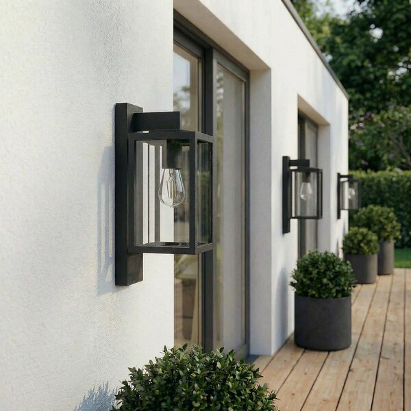 Zewnętrzna Lampa Lucande, Ferda, ściemnialny, czarny, balkon, aluminium, nowoczesny