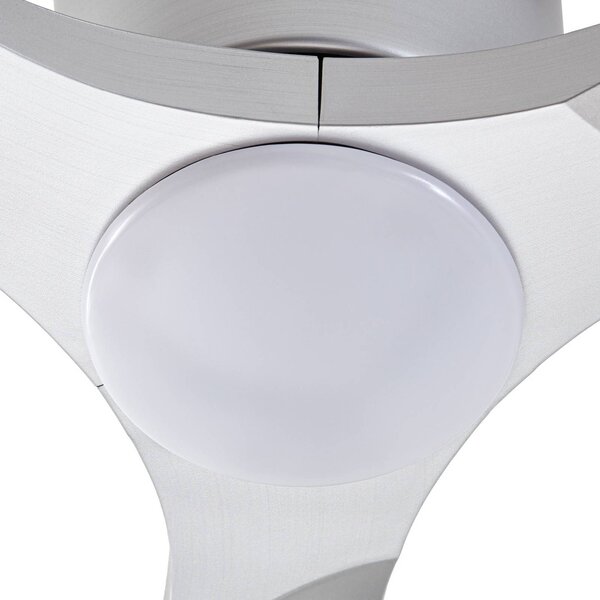 Inteligentny wentylator sufitowy LED Lucande Moneno, srebrny, DC, Tuya Moneno Lucande, możliwość ściemniania, chromowy / srebrny, salon / jadalnia, metal, nowoczesny