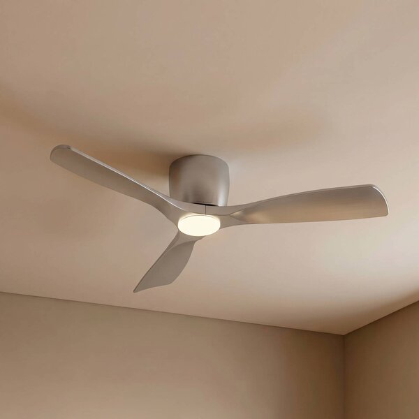 Inteligentny wentylator sufitowy LED Lucande Moneno, srebrny, DC, Tuya Moneno Lucande, możliwość ściemniania, chromowy / srebrny, salon / jadalnia, metal, nowoczesny