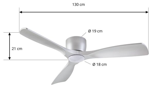 Inteligentny wentylator sufitowy LED Lucande Moneno, srebrny, DC, Tuya Moneno Lucande, możliwość ściemniania, chromowy / srebrny, salon / jadalnia, metal, nowoczesny