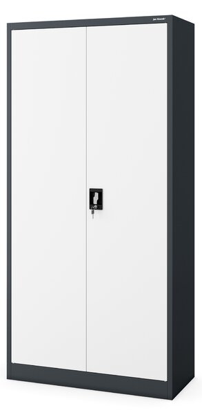 Szafa biurowa na dokumenty z 4 półkami antracytowo-biała, 900x1850x400 mm: JAN