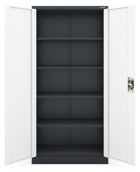 Szafa biurowa na dokumenty z 4 półkami antracytowo-biała, 900x1850x400 mm: JAN