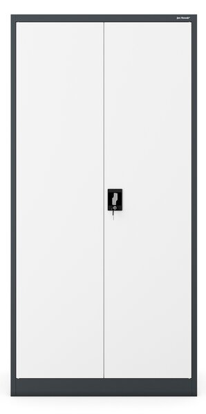 Szafa biurowa na dokumenty z 4 półkami antracytowo-biała, 900x1850x400 mm: JAN