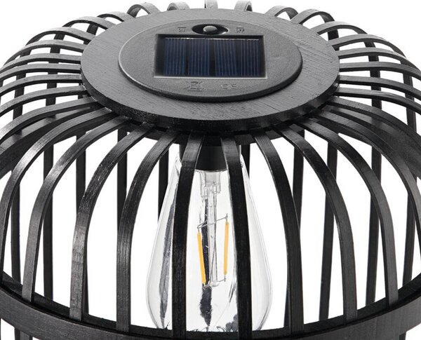 Pauleen Lampa stołowa LED z panelem słonecznym SUNSHINE RAY, czarna, 25 cm, IP44 RAY, czarny, bambus, młodzieżowy
