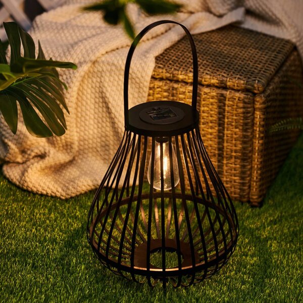 Pauleen Lampa stołowa LED z panelem słonecznym SUNSHINE SPARK, czarna, 34 cm, SPARK, czarny, bambus, młodzieżowy