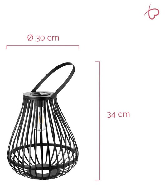 Pauleen Lampa stołowa LED z panelem słonecznym SUNSHINE SPARK, czarna, 34 cm, SPARK, czarny, bambus, młodzieżowy