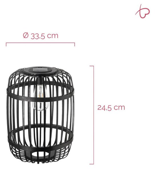 Pauleen Lampa stołowa LED z panelem słonecznym SUNSHINE RAY, czarna, 25 cm, IP44 RAY, czarny, bambus, młodzieżowy