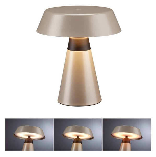 Paulmann Lampa stołowa LED Lirox z akumulatorem, beżowo-czarna, 20 cm, IP44 Lirox, możliwość ściemniania, kremowy / amber, salon / jadalnia, metal, nowoczesny