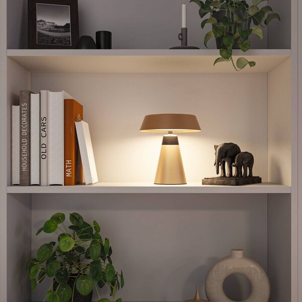Paulmann Lampa stołowa LED Lirox z akumulatorem, beżowo-czarna, 20 cm, IP44 Lirox, możliwość ściemniania, kremowy / amber, salon / jadalnia, metal, nowoczesny