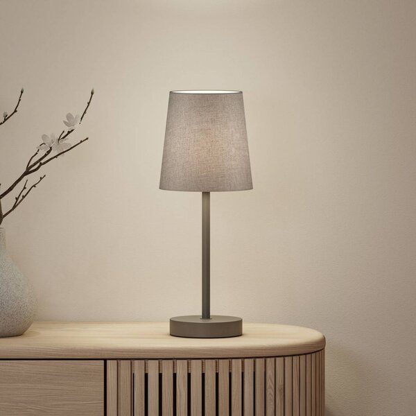 Paulmann Lampa stołowa Stellan II, aluminiowy / szary / cynkowy, salon / jadalnia, tkanina / materiał / jedwab