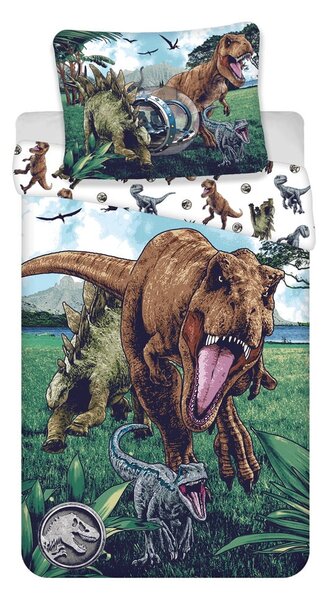 Bawełniana pościel dziecięca jednoosobowa 140x200 cm Jurassic World "Trio" – Jerry Fabrics