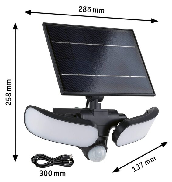 Paulmann Kinkiet zewnętrzny Solar Sonlig, antracytowy, z czujnikiem, IP65 Sonlig, czarny, tworzywo sztuczne, nowoczesny