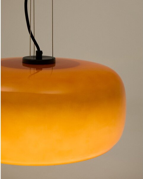 Pomarańczowa lampa wisząca LED ze szklanym kloszem ø 38 cm Reig – Kave Home