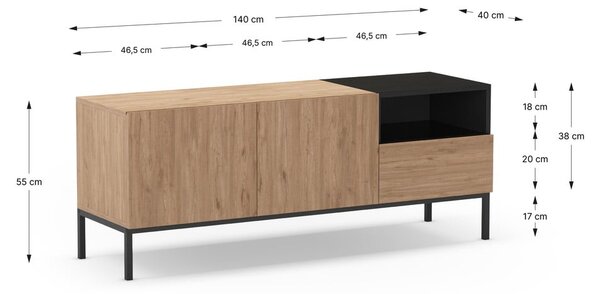 Szafka pod TV w naturalnym kolorze 140x55 cm Cailin – Marckeric